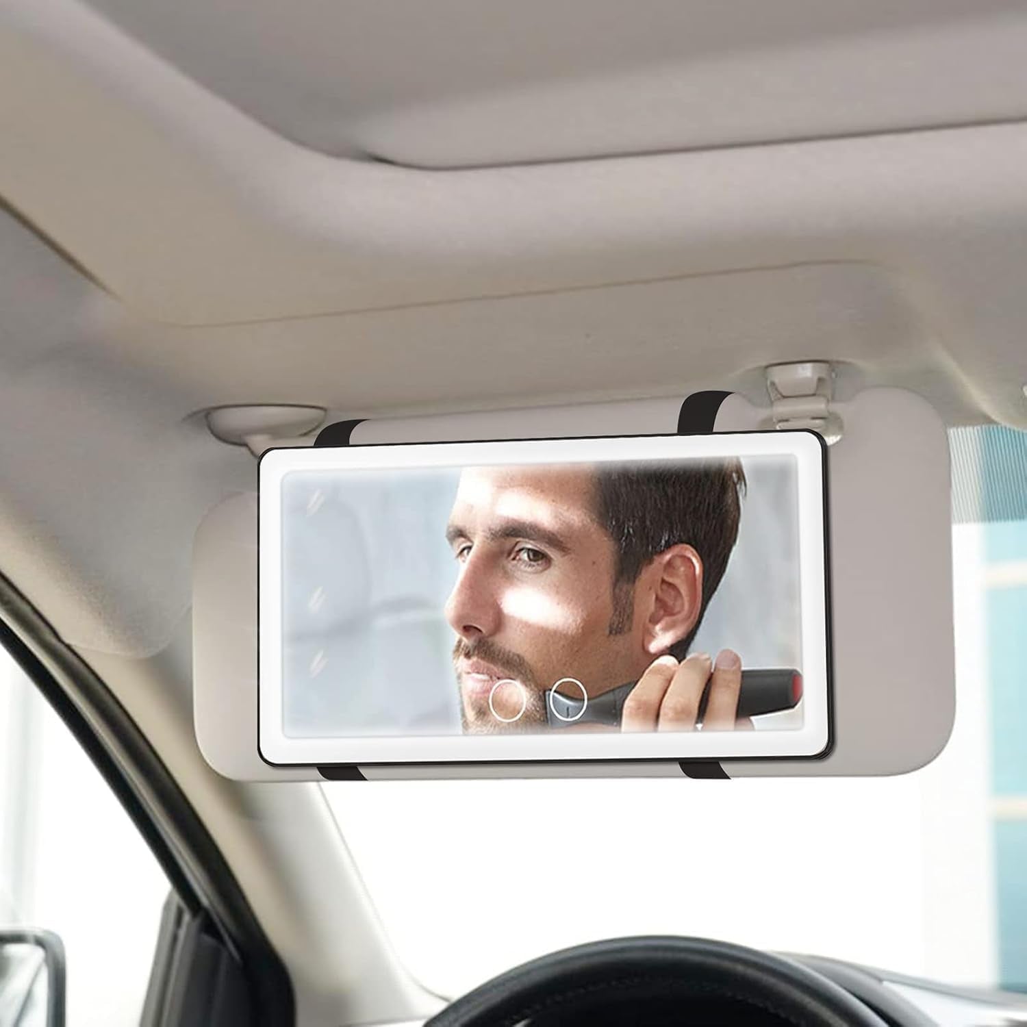 Car Sun Visor Vanity Mirror with 3 Light Modes & 80 Leds, Rechargeable LED Makeup Mirror- Dimmable Touch Control, Universal for Truck Suv-Car Accessories Essentials for Women